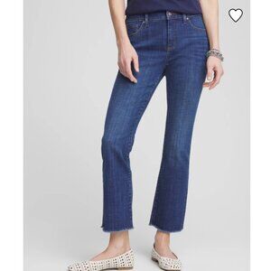 Chico's So Slimming Girlfriend Kick flare Fray hem Size 00 or XS. NWT!